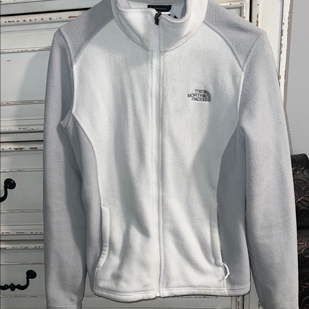 The North Face Women's White and Gray Fleece Jacket